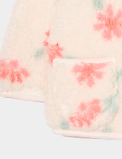 Veste zippée fausse laine de mouton creme bébé fille