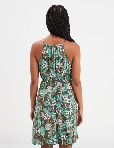 Robe droite à bretelles vert kaki femme
