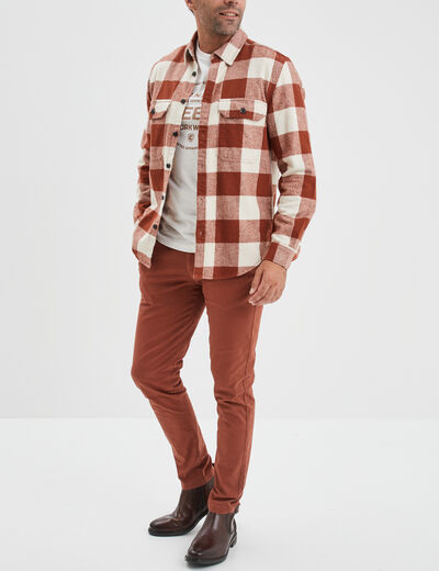 Surchemise coton manches longues Creeks terracotta homme