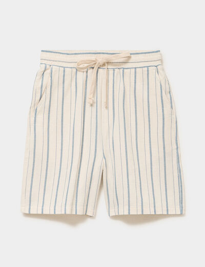 Bermuda short chino droit coton bleu homme