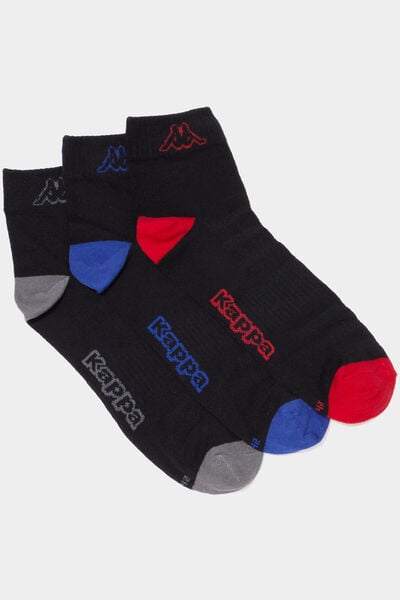 Lot 3 paires socquettes sport Kappa noir homme