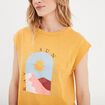 T-shirt col rond manches courtes Creeks jaune moutarde femme