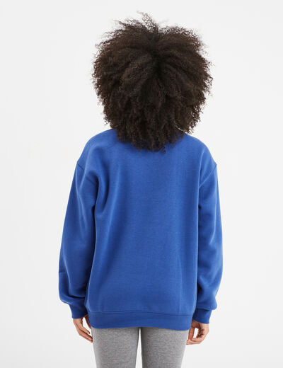 Sweat oversize printé col rond Creeks bleu electrique femme