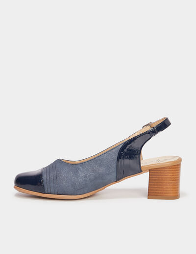 Escarpins pied large Confortissimo bleu marine femme