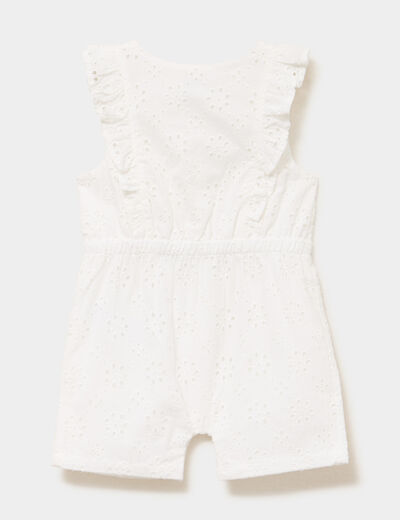 Combishort broderie anglaise coton blanc b&eacute;b&eacute; fille