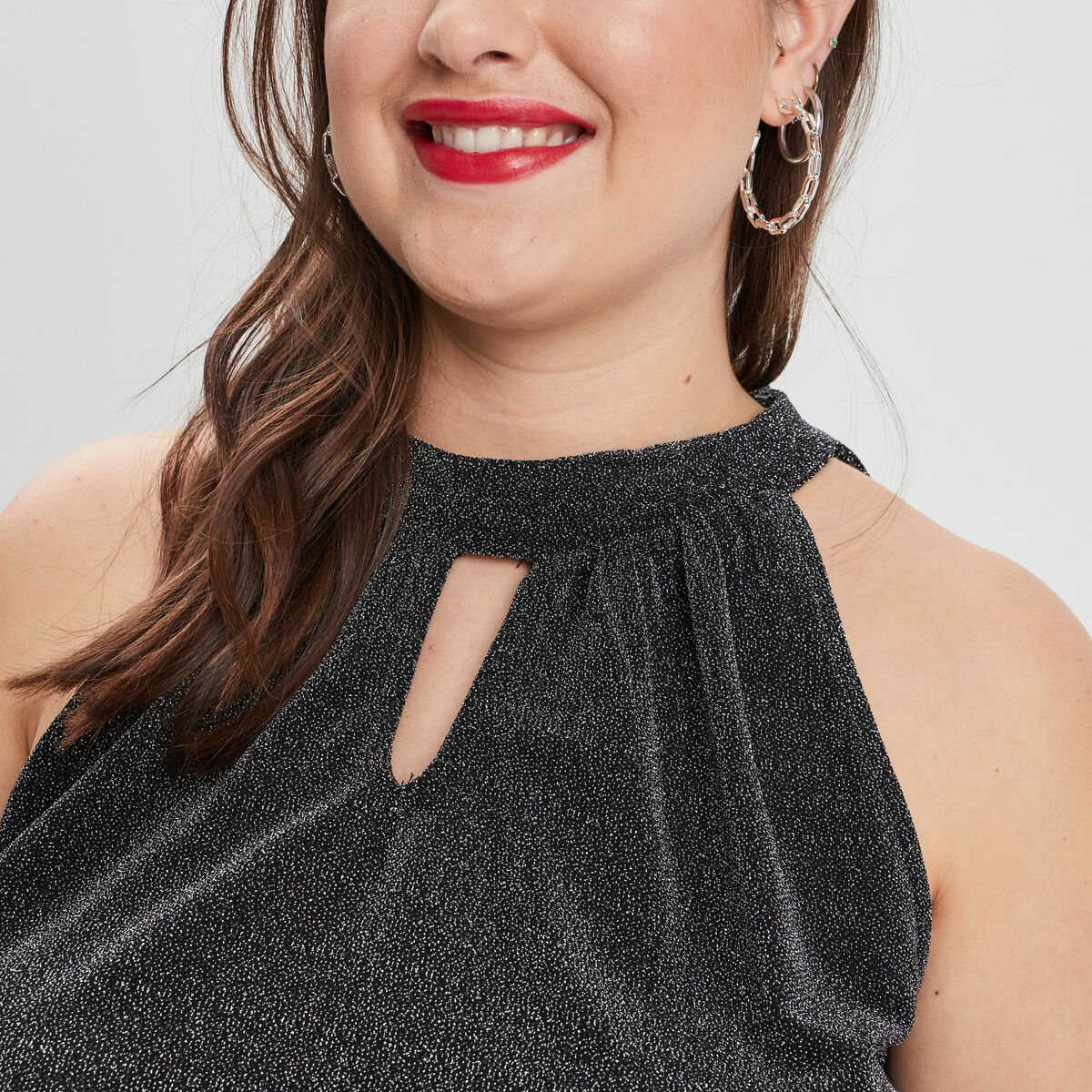 Débardeur de soirée avec ouverture noir femme grande taille