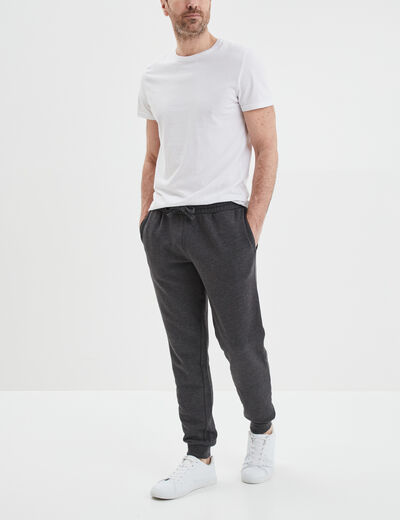 Pantalon jogging droit molleton gris foncé homme