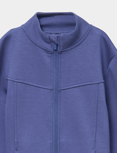 Gilet de sport zipp&eacute; col camionneur bleu gris fille