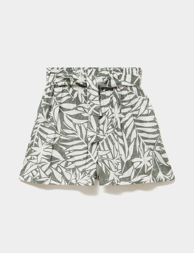 Short ample fluide vert kaki femme