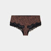 Shorty microfibre empi&egrave;cements dentelle marron femme grande taille