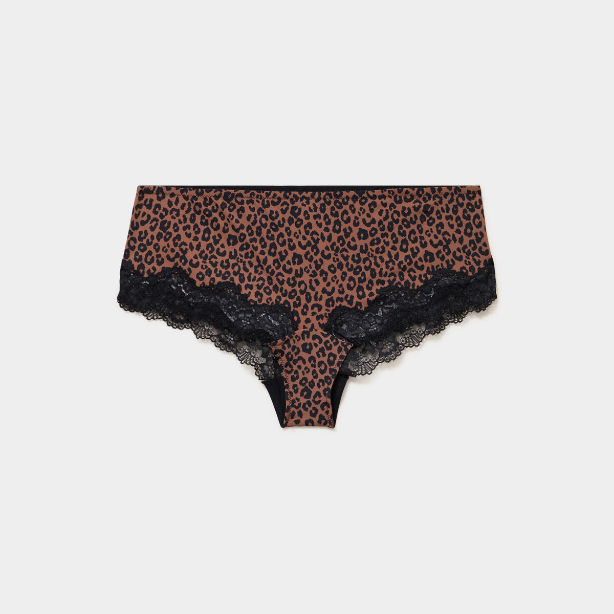 Shorty microfibre empi&egrave;cements dentelle marron femme grande taille