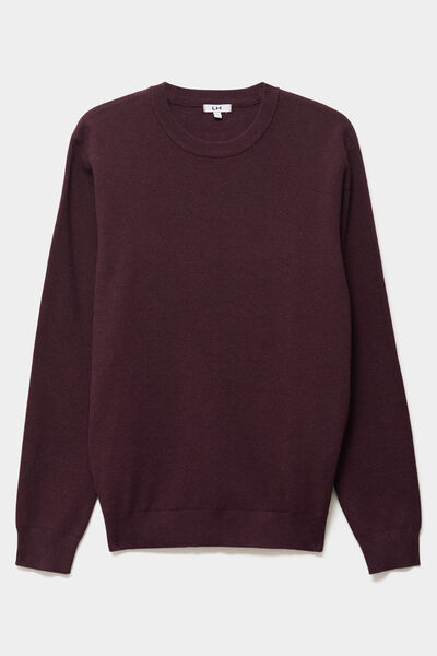 Pull col rond manches longues prune homme