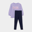 Ensemble sweat long et legging 2 pièces mauve fille