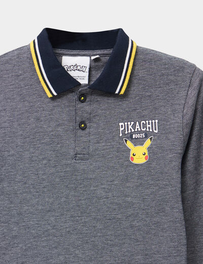 Polo manches longues Pokémon Pikachu bleu marine garçon