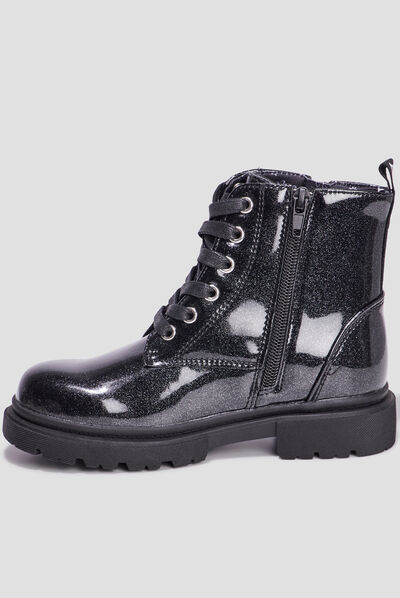 Bottines crantées à paillettes Liberto noir fille