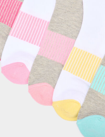 Lot 5 paires socquettes sport coton multicolore femme