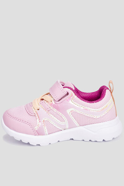 Baskets running à scratchs Rexited rose bébé fille