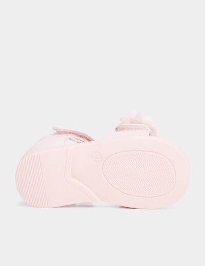 Sandales à scratchs et froufrou rose bébé fille
