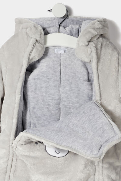 Combinaison à capuche zippée gris clair bébé garçon