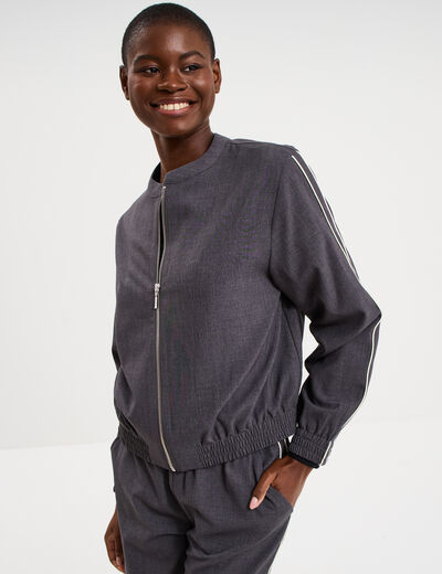 Veste bomber manches longues gris clair femme