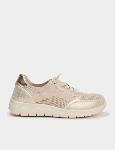 Tennis basses &agrave; lacets pied large sable femme