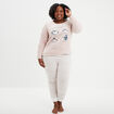 Ensemble pyjama effet velours 2 pièces rose clair femme grande taille