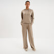 Sweat hoodie manches longues &agrave; capuche taupe femme
