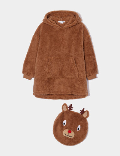 Ensemble pyjama sweat et pochette marron garçon