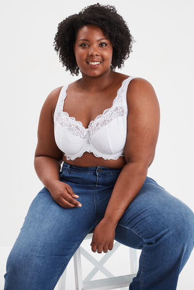 Soutien-gorge corbeille dentelle blanc femme grande taille