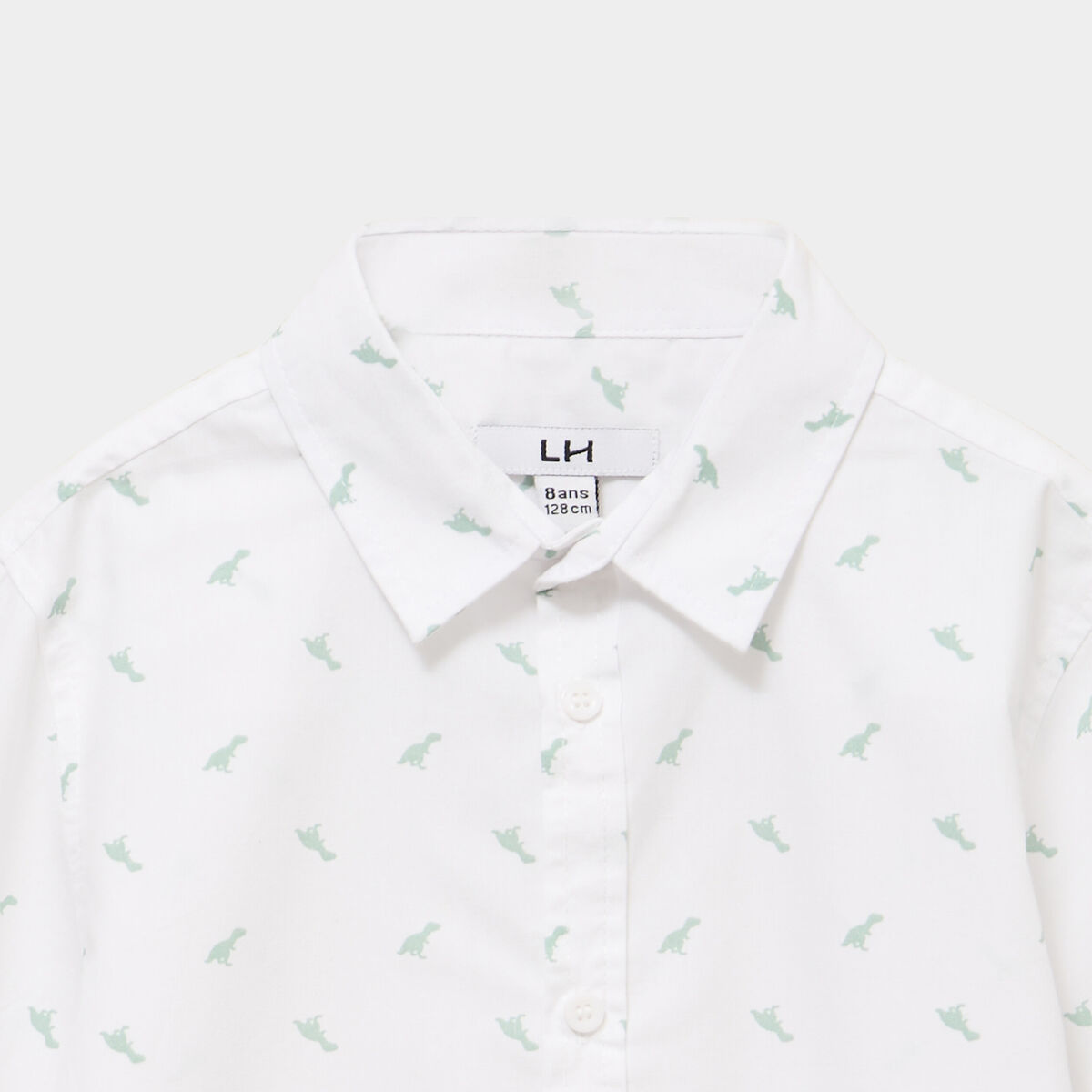 Chemise droite &agrave; manches longues blanc gar&ccedil;on