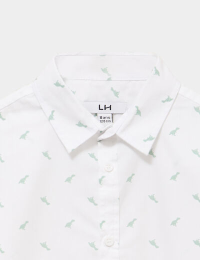 Chemise droite &agrave; manches longues blanc gar&ccedil;on
