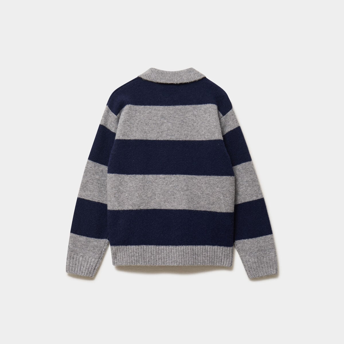 Pull col polo manches longues bleu canard gar&ccedil;on