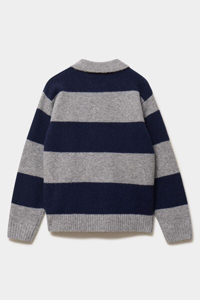 Pull col polo manches longues bleu canard gar&ccedil;on