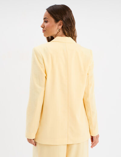Veste blazer droite jaune clair femme