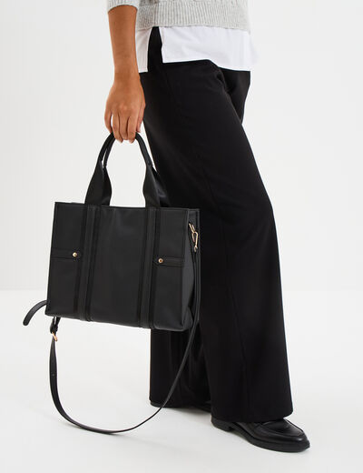 Sac &agrave; main avec bandouli&egrave;re noir femme