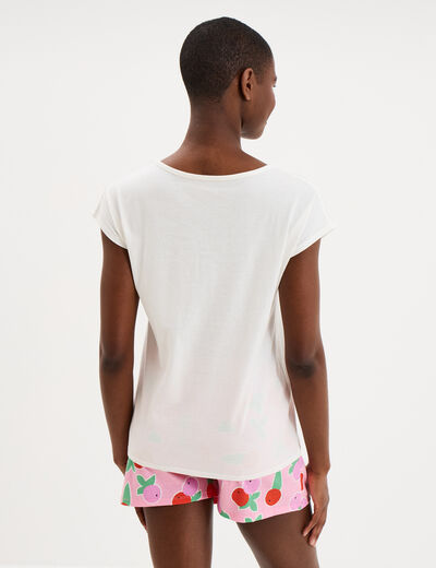 Ensemble pyjama short et t-shirt coton blanc femme
