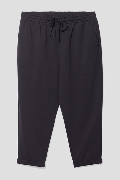 Pantalon de jogging taille élastiquée noir femme grande taille