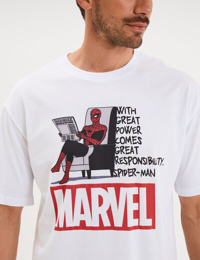 T-shirt manches courtes coton Spider-Man blanc homme