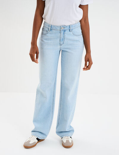 Jeans baggy taille haute coton denim triple stone femme