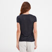 T-shirt col en V à bande métallisée bleu foncé femme