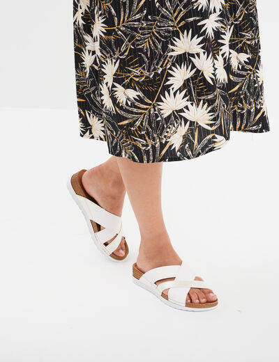 Mules à talons compensés Confortissimo blanc femme