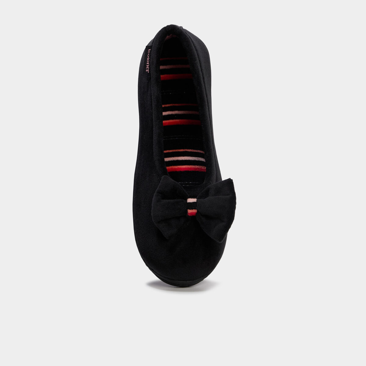 Chaussons ballerines effet velours ecru femme