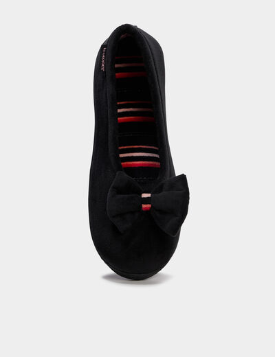 Chaussons ballerines effet velours ecru femme