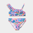 Maillot de bain 2 pi&egrave;ces &agrave; volants rose fluo fille