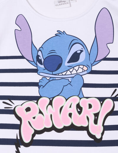 T-shirt manches courtes coton Stitch bleu marine fille