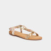Sandales foulard bout rond &eacute;lastiqu&eacute;es blanc femme
