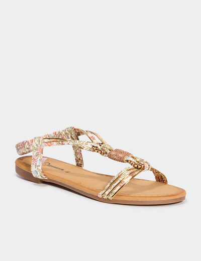 Sandales foulard bout rond &eacute;lastiqu&eacute;es blanc femme