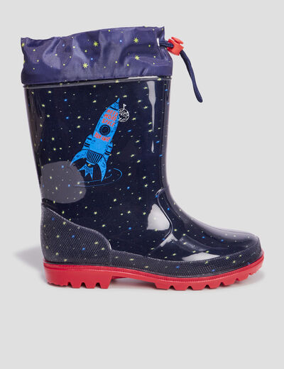 Bottes de pluie &agrave; coulisse bleu marine gar&ccedil;on