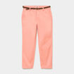 Pantalon chino 7/8&egrave;me ceinture tress&eacute;e orange corail femme