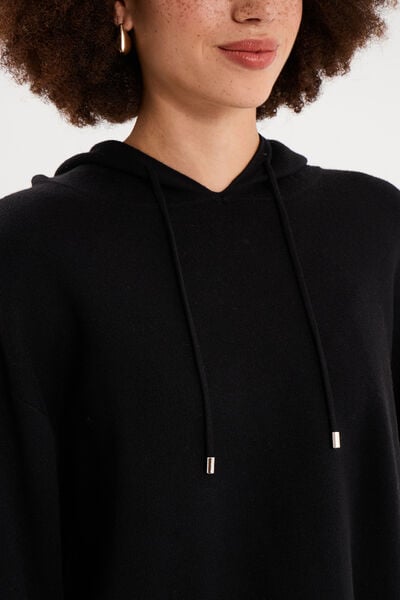 Sweat hoodie ample &agrave; capuche noir femme